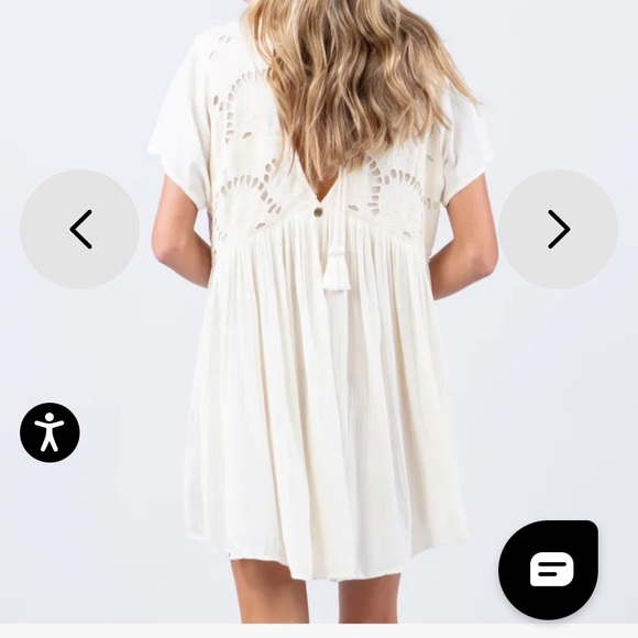 Rip Curl Off-white beautiful flowy cotton summer shorts sleeve dress. Sz M - Picture 2 of 6